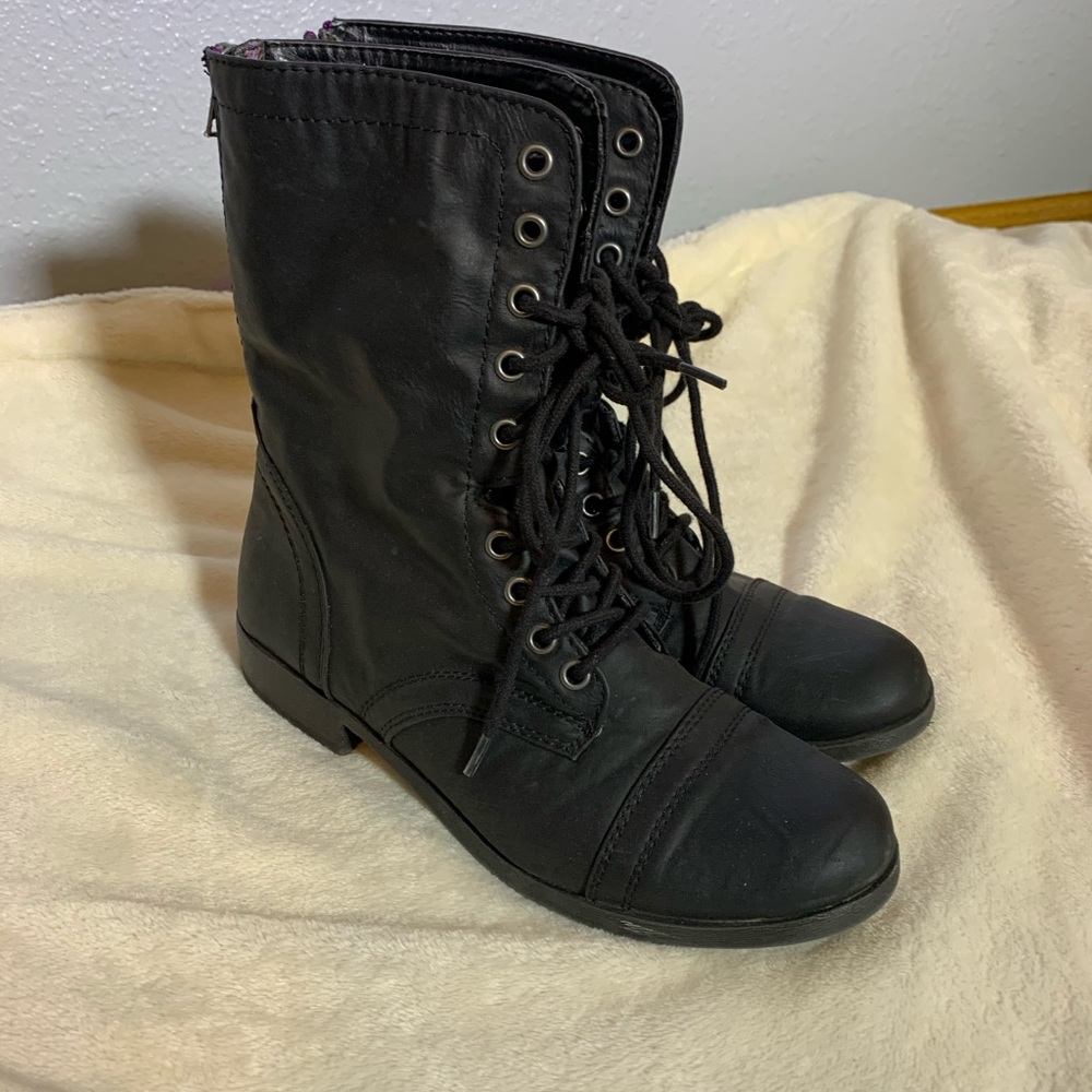 Black combat boots